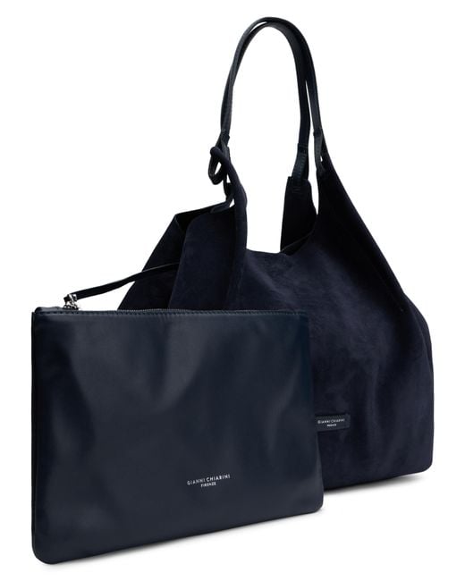 Gianni Chiarini Blue Shoulder Bag Calfskin Tote
