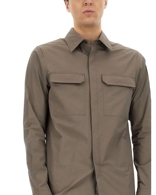 Rick Owens Brown Structured Cotton Work Shirt With Button-Down Front for men