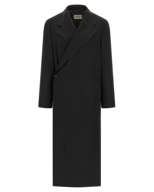 Lemaire Black Wool Crêpe Coat