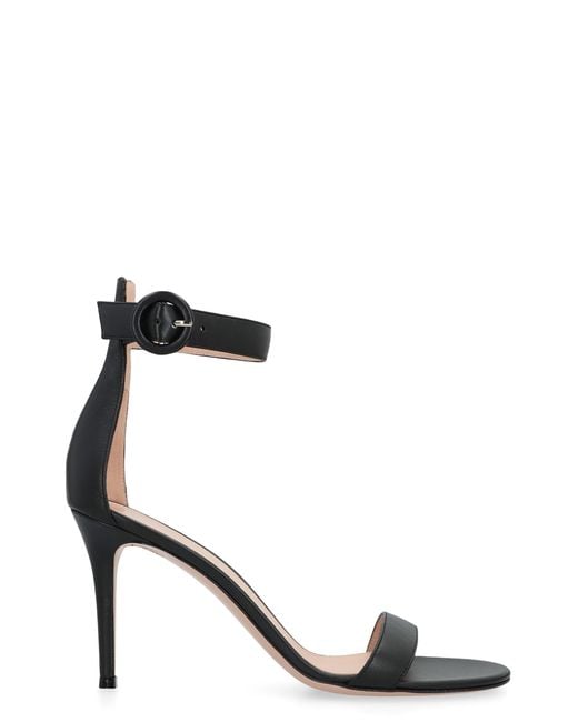 Gianvito Rossi Black Heeled Sandals With Stiletto Heel Leather