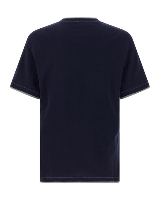 Brunello Cucinelli Blue Cotton T-Shirt for men
