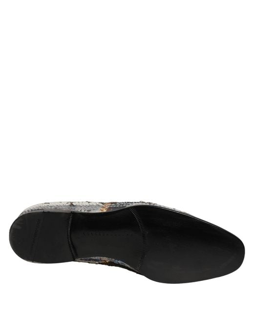 Dolce & Gabbana Black Embroidered Sequin Loafers Shoes Leather for men