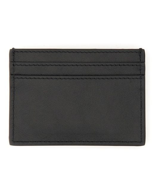 Moschino Black Card Holder With Logo Leather Wallets & Purses for men