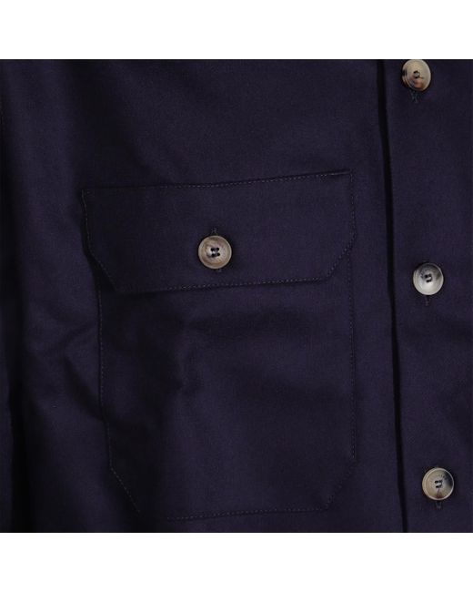 Brunello Cucinelli Blue Wool Shirt for men