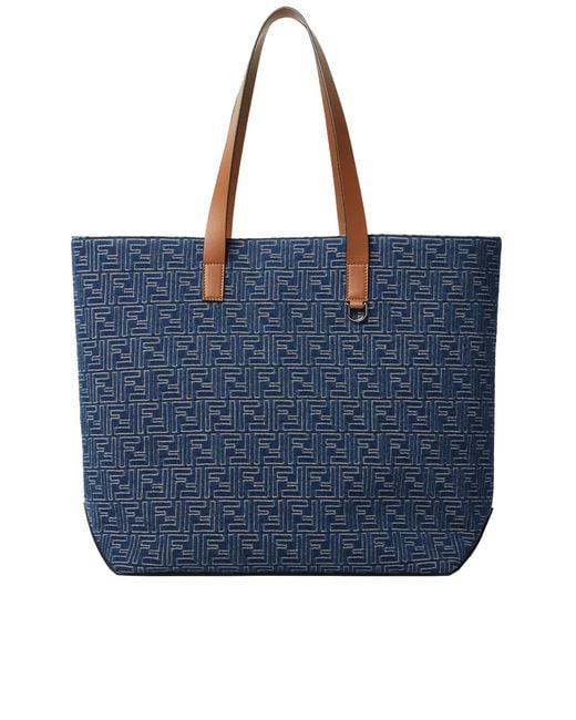 Fendi Blue Medium Ff Shopping Bag