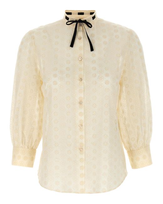 Valentino Garavani Natural Shirt Sangallo Cotton Shirt, Blouse