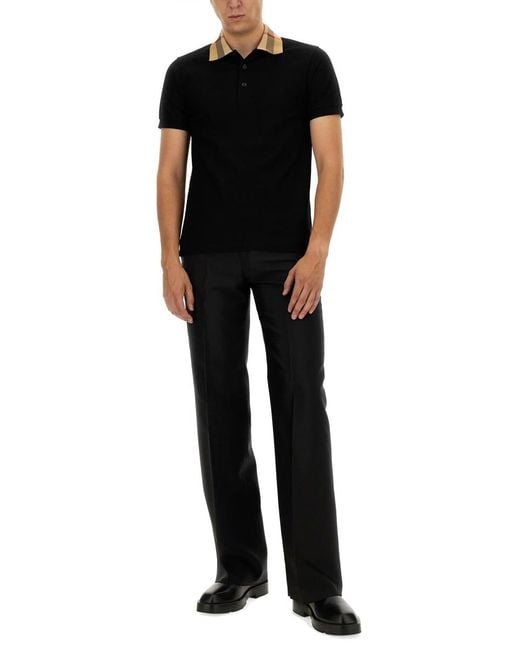 Burberry Black Cotton Polo T-Shirts for men