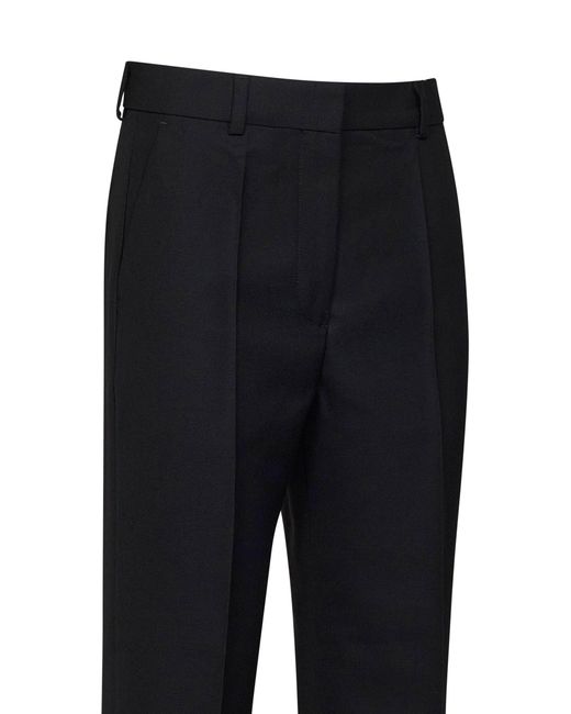 Totême Black Wool Blend Canvas Straight-Leg Suit Trousers