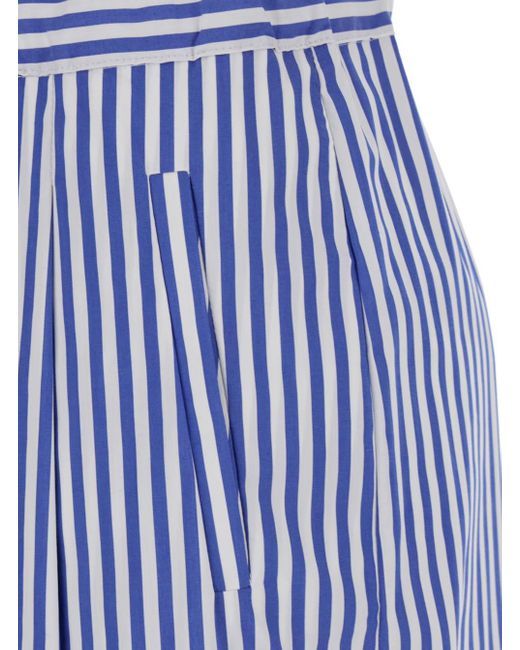 Semicouture Blue Jhonny Pants With Elastic Waist And All-Over Striped Motif