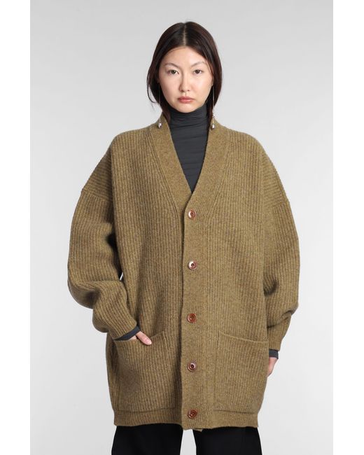 Lemaire Natural Cardigan In Brown Wool