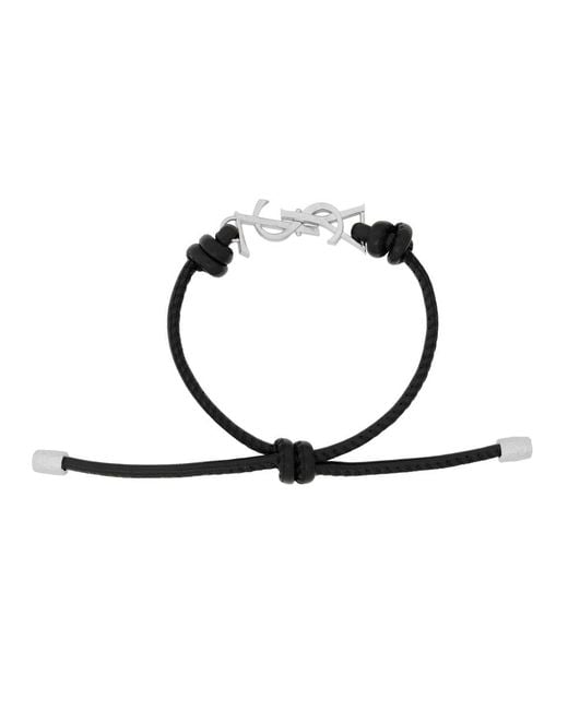 Saint Laurent Black Bracelet Cassandre Leather Bracelets