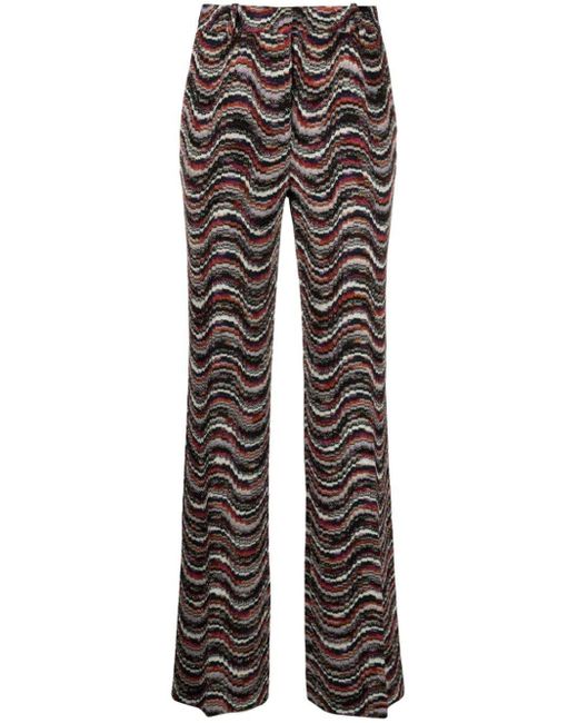 Missoni Gray Waves Pattern High Waist Trousers