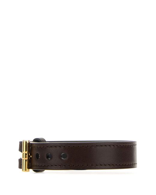 Tom Ford White Dark Leather T Bracelet for men