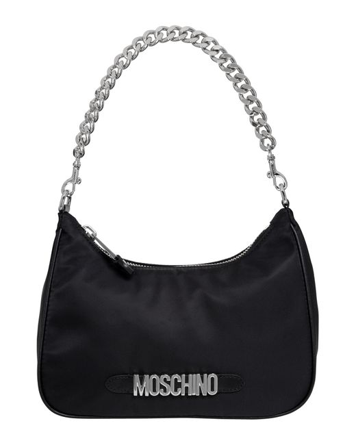 Moschino Black Leather Hobo Bag