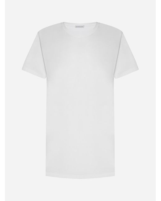 Moncler White Logo-Patch Cotton T-Shirt