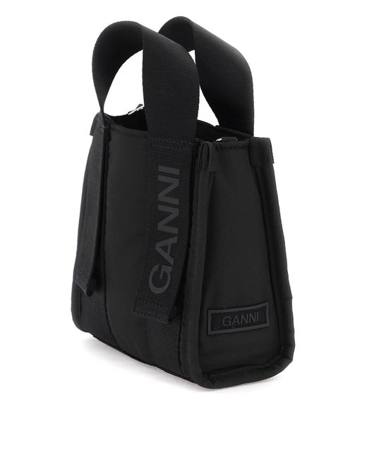 Ganni Black Leopard Tech Mini Tote Bag