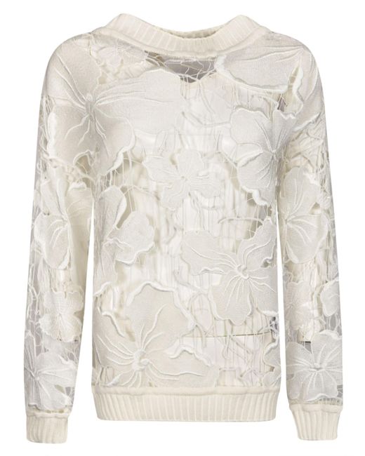 Dondup White Floral Sweater