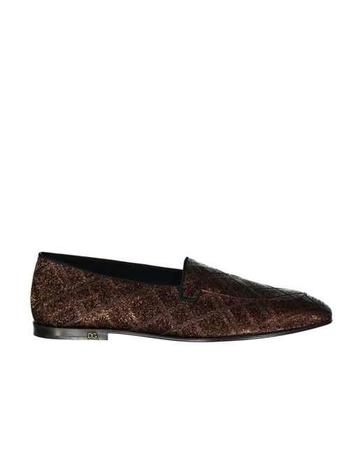 Dolce & Gabbana Brown Jacquard Loafers for men