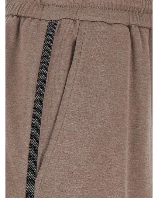 Brunello Cucinelli Brown Wide-Leg Trousers Cotton