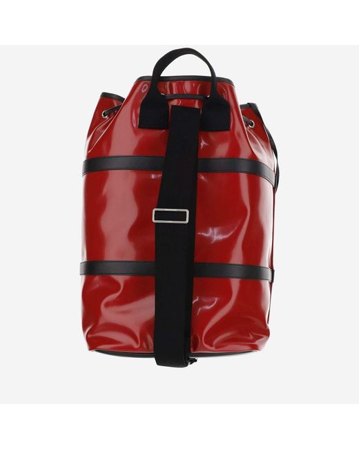 Saint Laurent Red Rive Gauche Canvas Shoulder Bag Polyurethane Backpacks for men