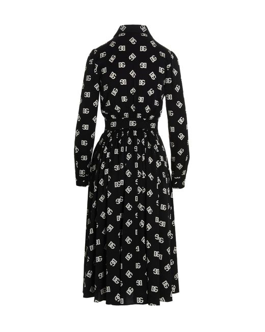 Dolce & Gabbana Black Logo Print Dress