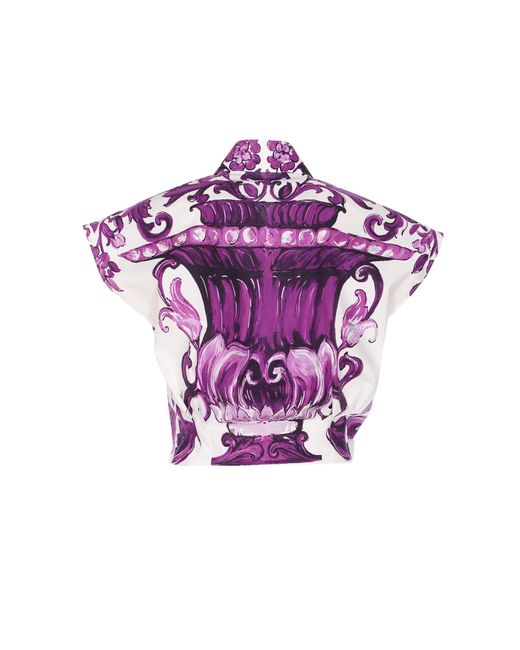 Dolce & Gabbana Purple Top With 'Majolica' Print