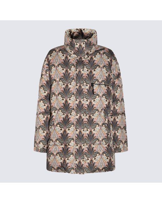 Etro Brown And Paisley Medallion Print Down Jacket
