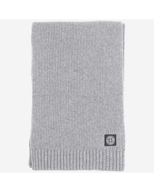 Stone Island Gray Wool Blend Scarf With Logo for men