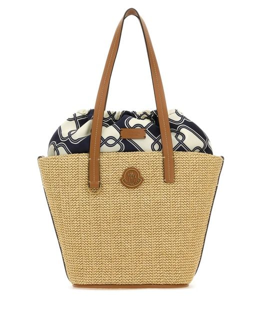 Moncler Natural Raffia Small Hubba Shopping Bag