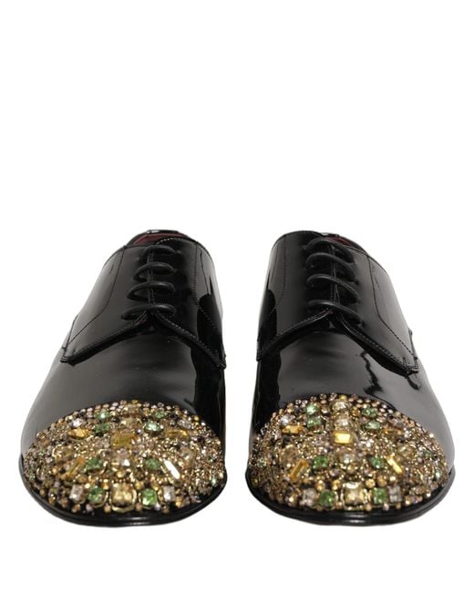 Dolce & Gabbana Black Embellished Derby Dress Formal Shoes Leather for men