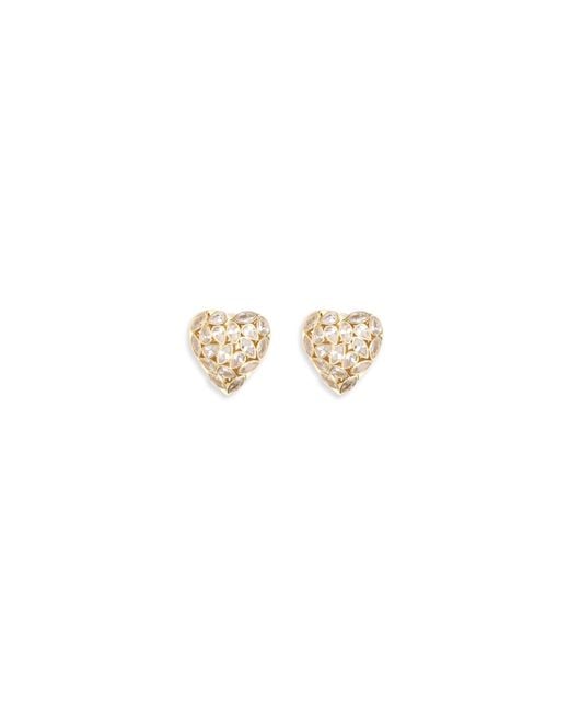 Self-Portrait White Embellished Heart Earrings Brass