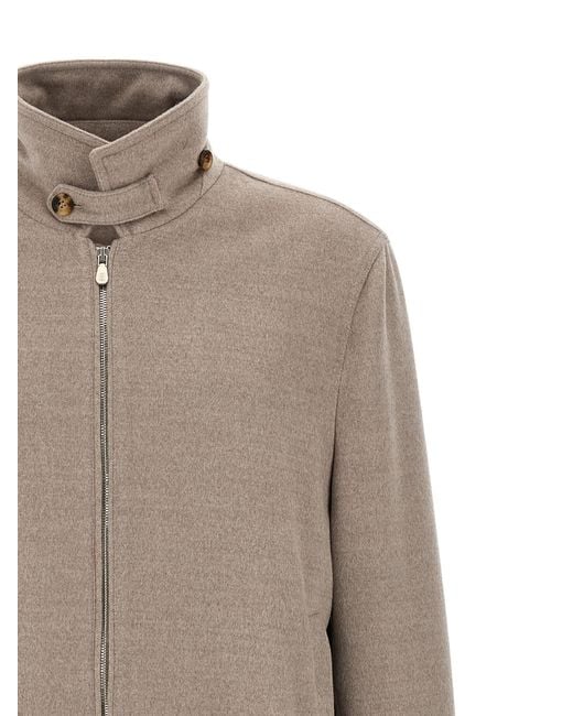 Brunello Cucinelli Brown Virgin Wool Bomber Clothing for men