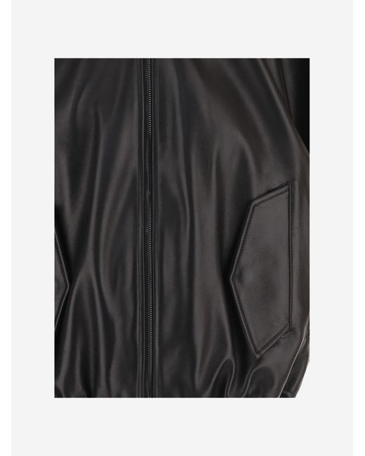 Balenciaga Black Sleeveless Leather Bomber Jacket