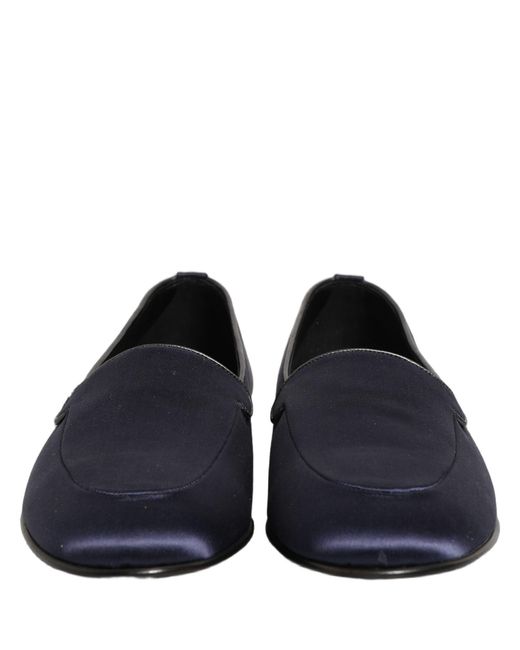 Dolce & Gabbana Black Satin Dg Logo Dress Loafers Shoes Leather for men