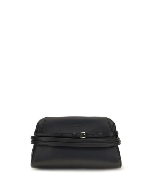 Moschino Black Clutch With Belt Detail Goatskin (Hircus Goatskin) Shoulder Bags