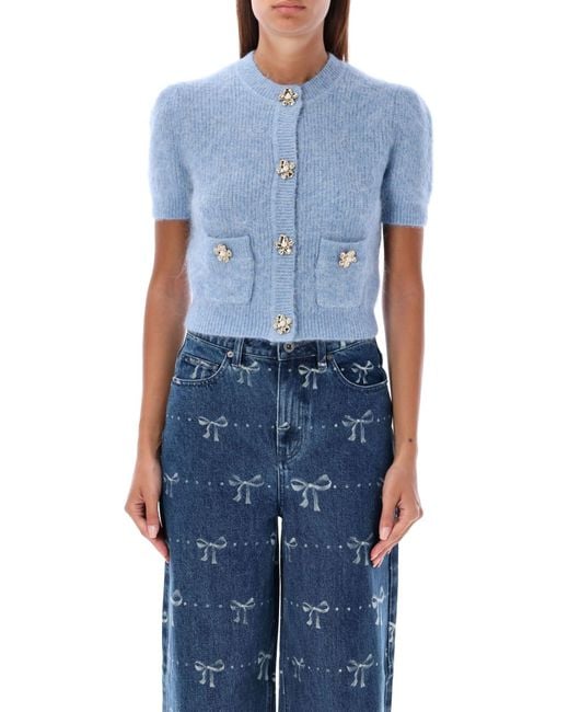 Self-Portrait Blue Flower Cardigan