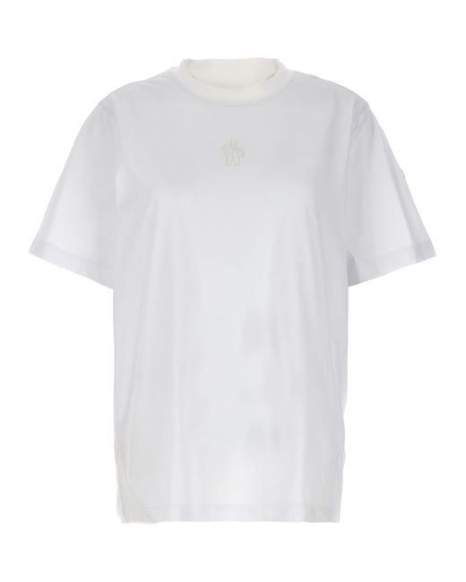 Moncler White Logo Embroidery T-Shirt