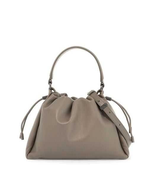 Brunello Cucinelli Natural Handbag With Monile Embell