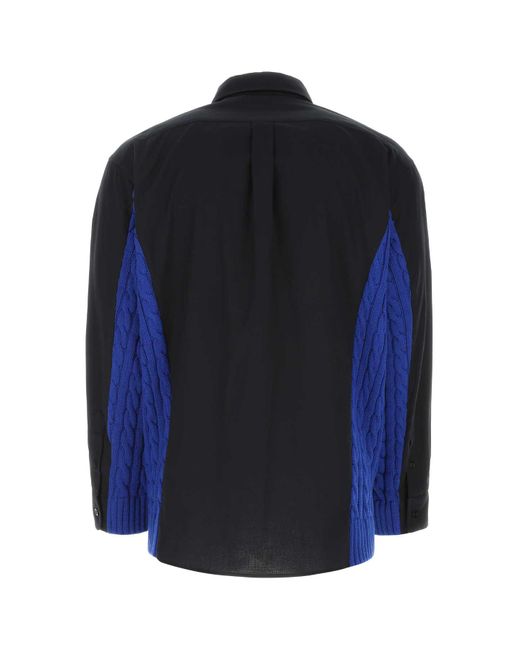 Koche Blue Two-Tone Cotton And Wool Oversize Shirt