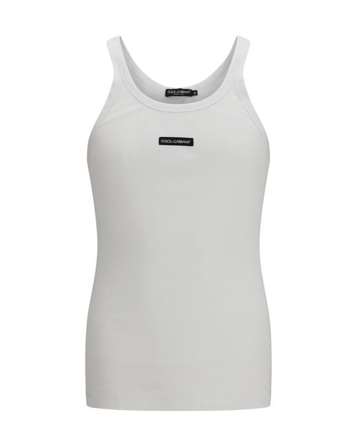 Dolce & Gabbana Gray Cotton Printed Tank Top for men