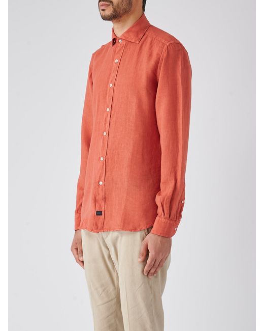 Fay Red Camicia Collo Francese Tinto Capo Shirt for men