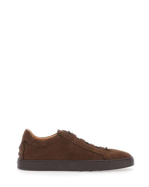 Tod's Brown Low-Top Suede Sneakers Sheep Leather Trainers for men