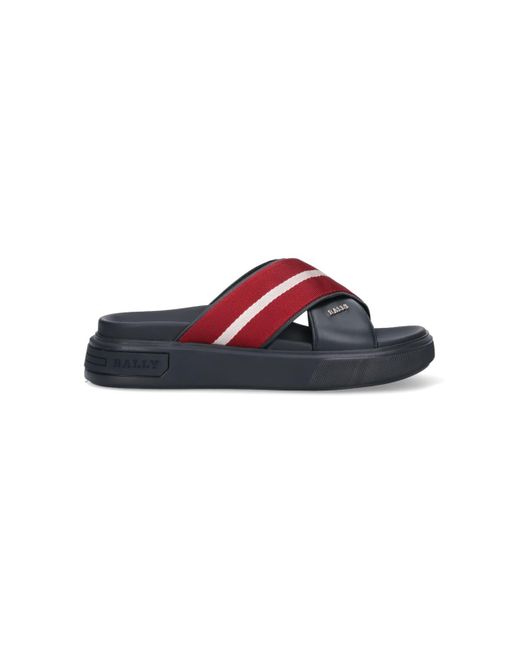 Bally Red Logo Slide Sandals for men