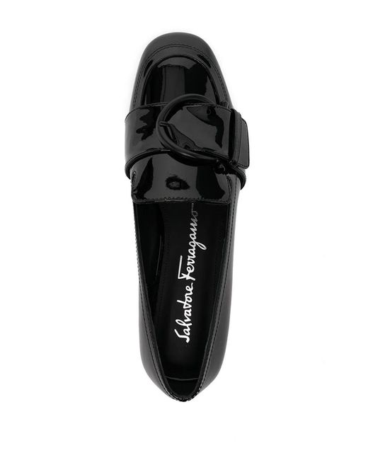 Ferragamo Black Buckle-Detail Leather Loafers