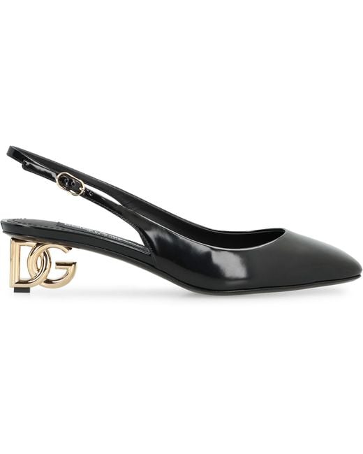 Dolce & Gabbana Black Slingback Pumps Patent Leather Calf