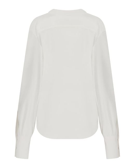 The Mannei White Silk Long-Sleeve Shirt