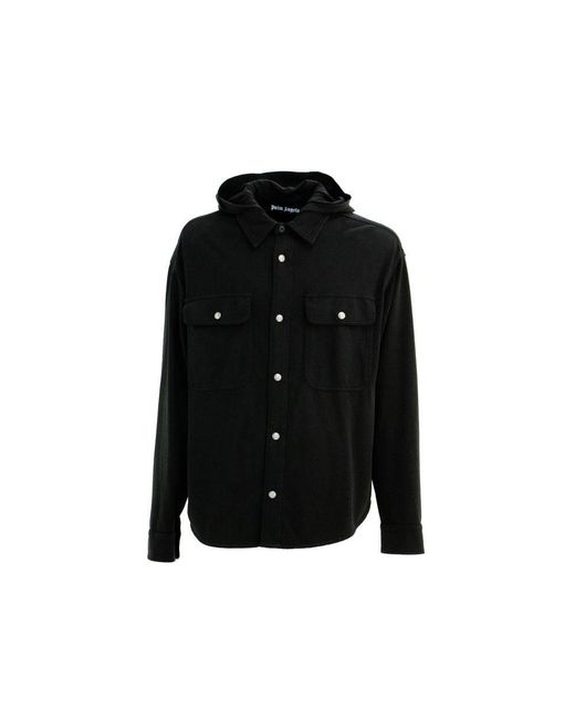 Palm Angels Black Cotton Shell Jacket for men