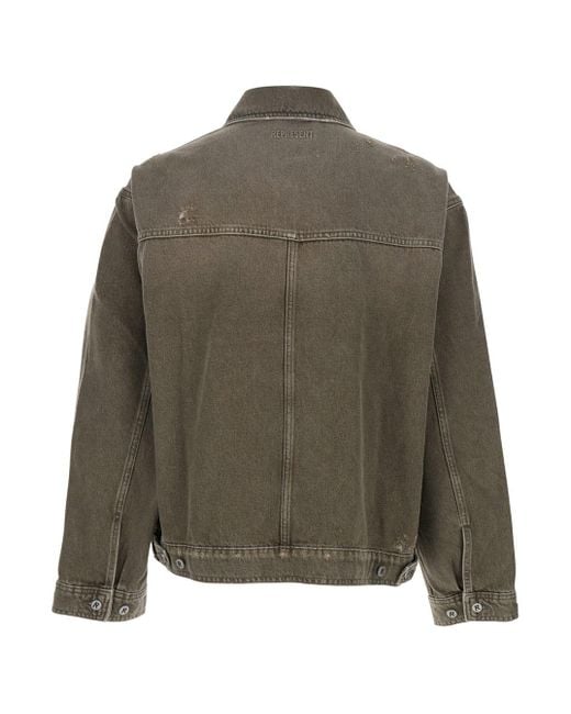 Represent Green Jacket With Classic Collar And Logo Plaque On The Front for men