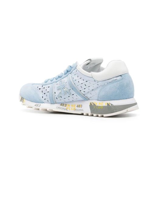 Premiata Blue Light Nylon And Suede Lucy Sneakers