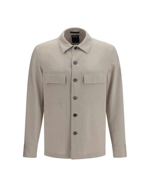 Zegna Gray Cashmere Jacket Kashmir/Capra Hircus for men